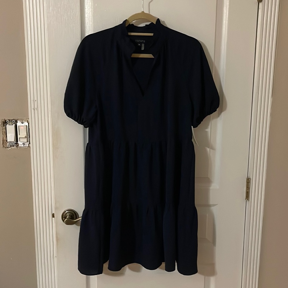 Nwt 1 state navy ruffle dress size medium